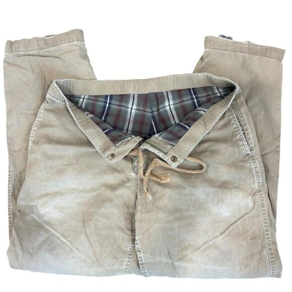 L.L. Bean Other - L.L.Bean tan & cream cotton pants with plaid lining, size L